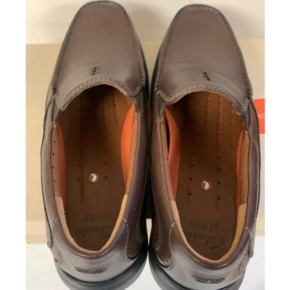 Clarks Men’s Size 9 M Uneasley Twin Loafer Shoes, Dark Brown Leather main image 4